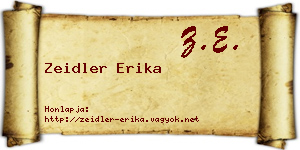 Zeidler Erika névjegykártya